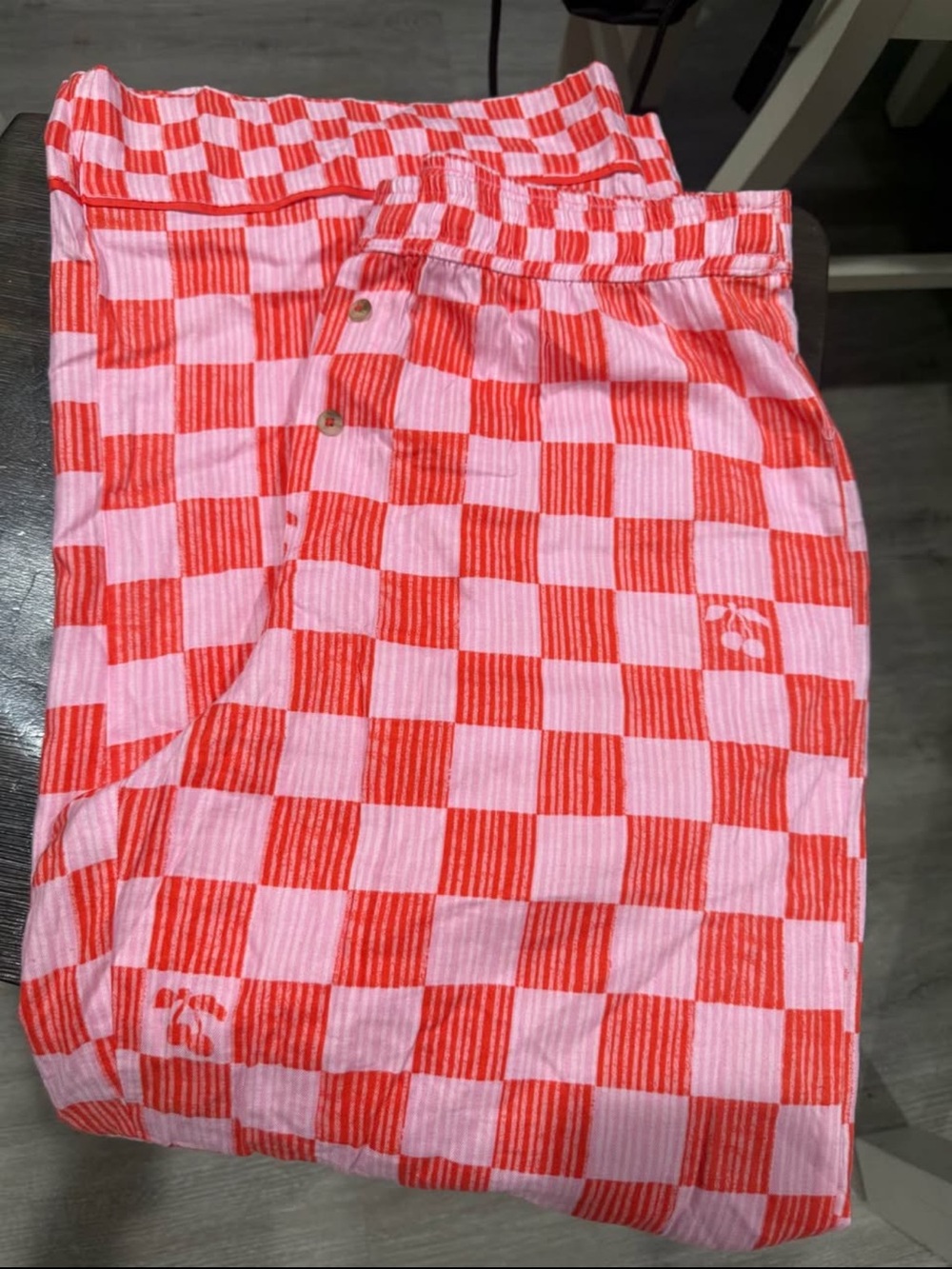 Anthropologie Pink and Red Checkerboard sleep pants